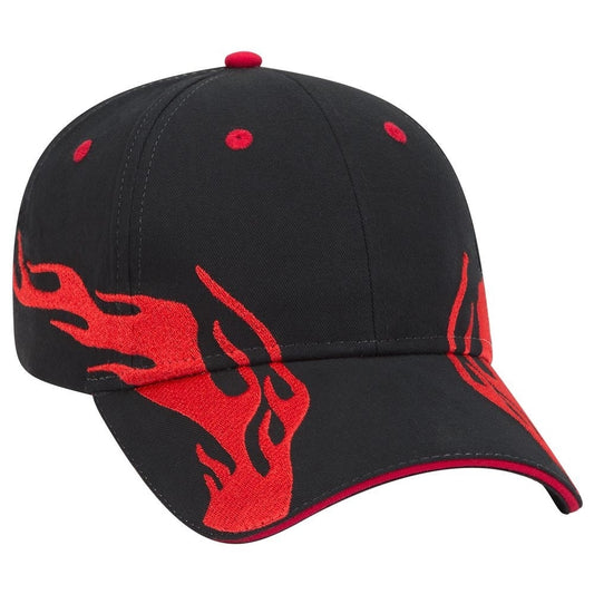 cap with side fire flame embroidery - 0130