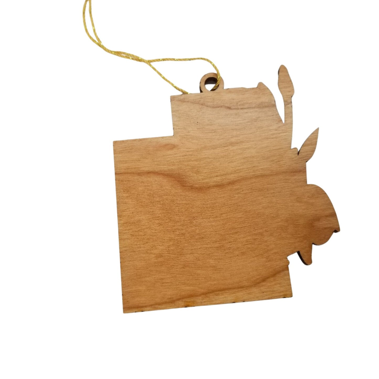 Utah Wood Ornament - UT State Shape with State Flowers Sego Lily - Handmade Wood Ornament Made in USA Christmas Decor - 15551