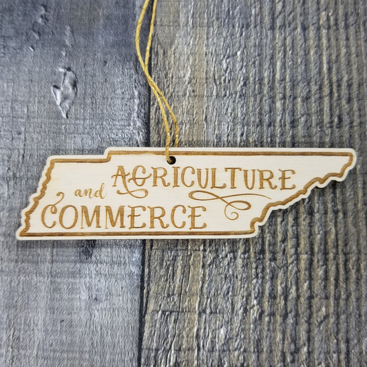 Tennessee Wood Ornament - TN State Shape with State Motto - Handmade Wood Ornament Made in USA Christmas Decor