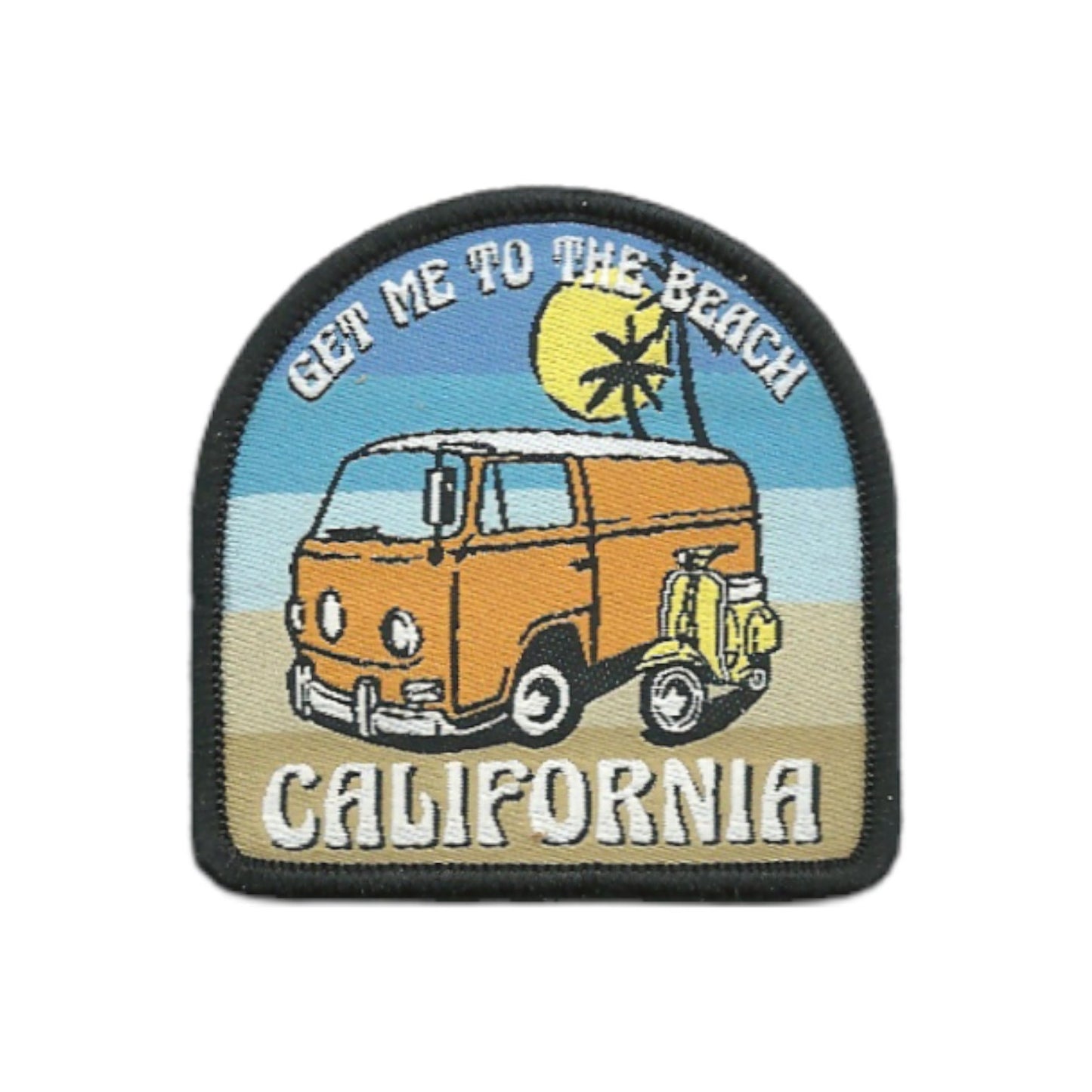 California Patch – CA Sand Scooter Van Palm Trees Souvenir – Travel Iron On Applique CO Patch Embellishment 2.25" Woven Badge Emblem