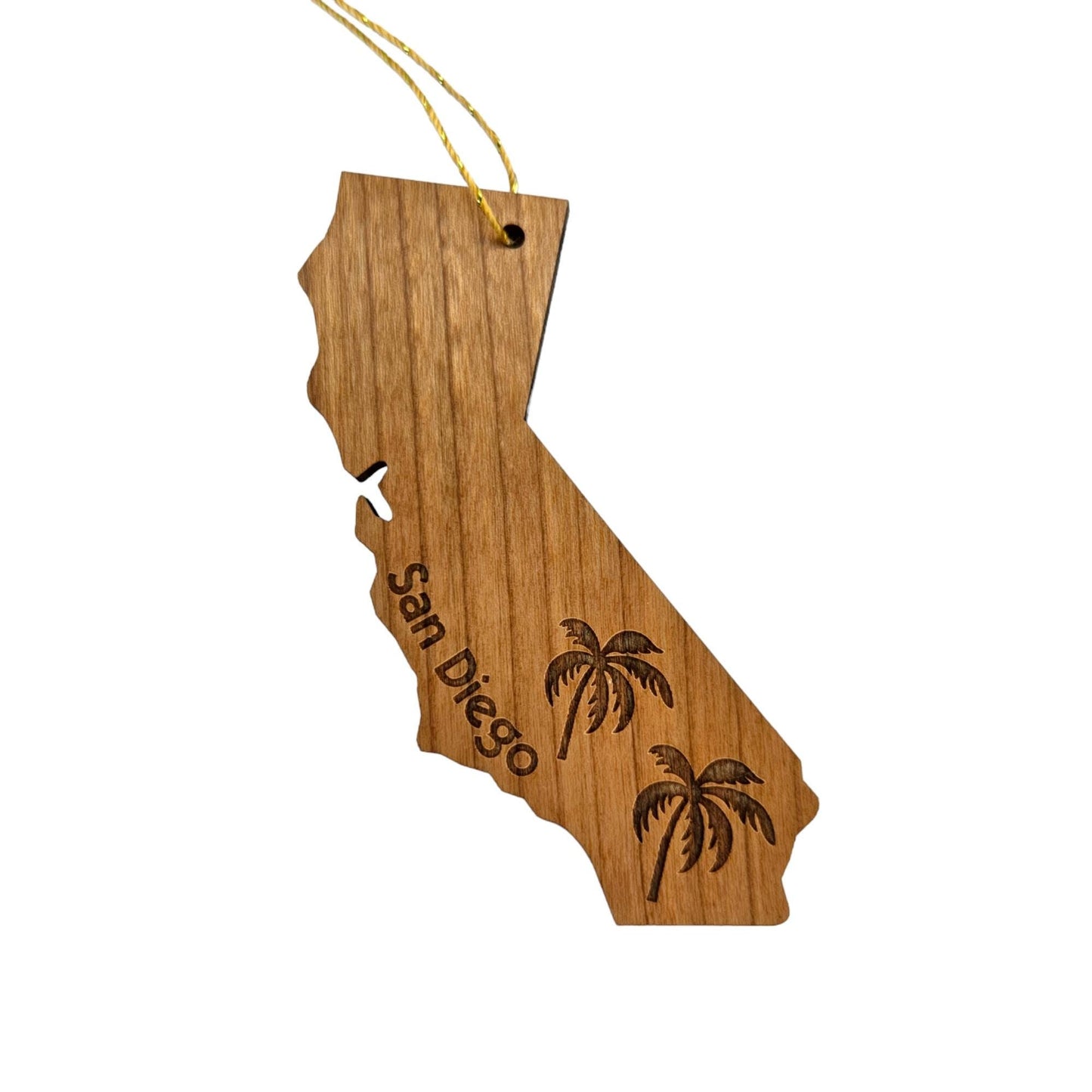 San Diego CA State Palm Trees Christmas Ornament Made in USA San Diego Souvenir CA -15741