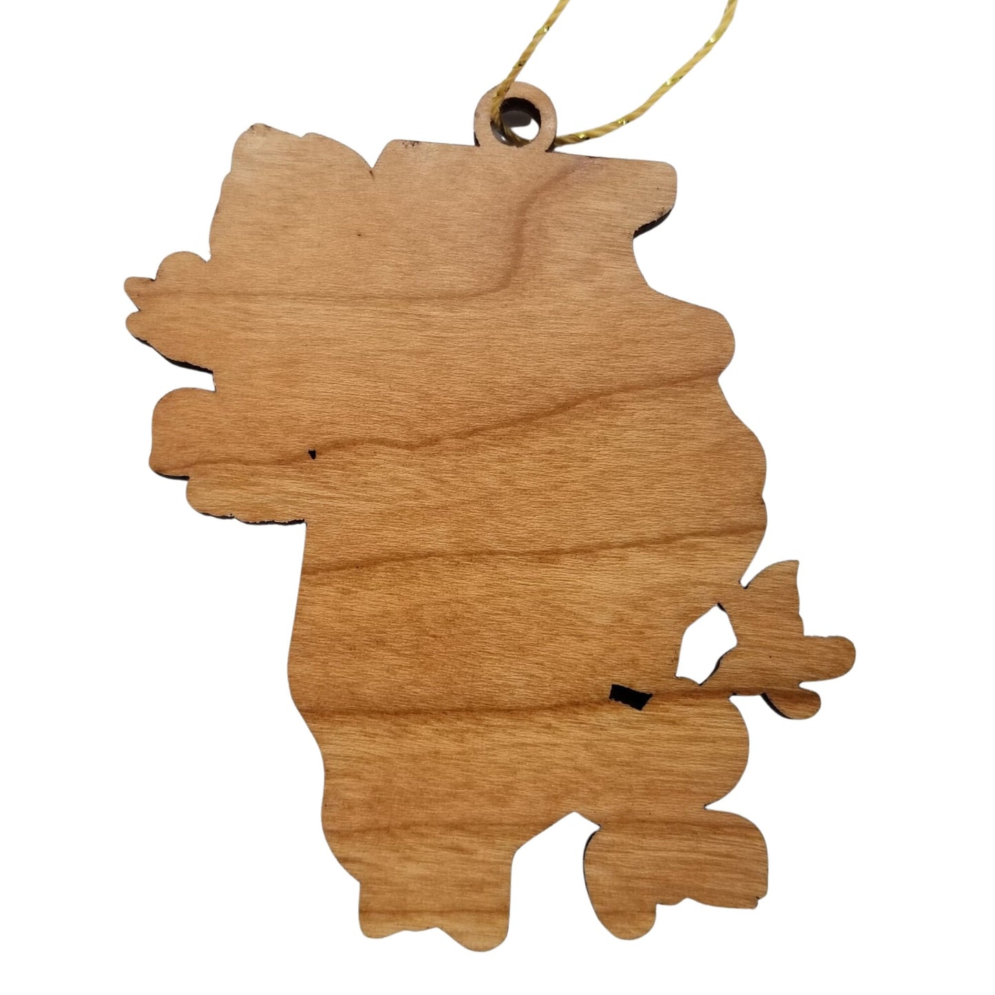 Illinois Wood Ornament - IL State Shape with State Flowers Common Blue Violets - Handmade Wood Ornament Made in USA Christmas Decor