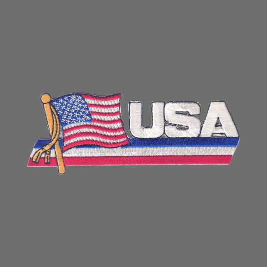 USA Wavy Flag Ribbon Patch - 6816
