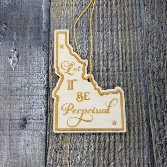 Idaho Wood Ornament - ID State Shape with State Motto - Handmade Wood Ornament Made in USA Christmas Decor