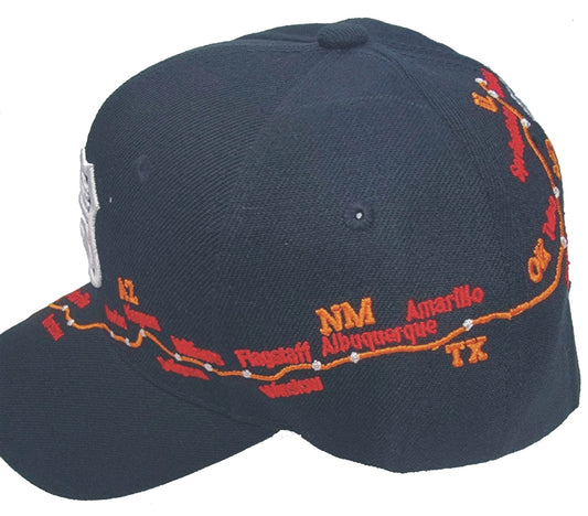 ROUTE 66 City Road Black Map Cap Hat - H1016BK