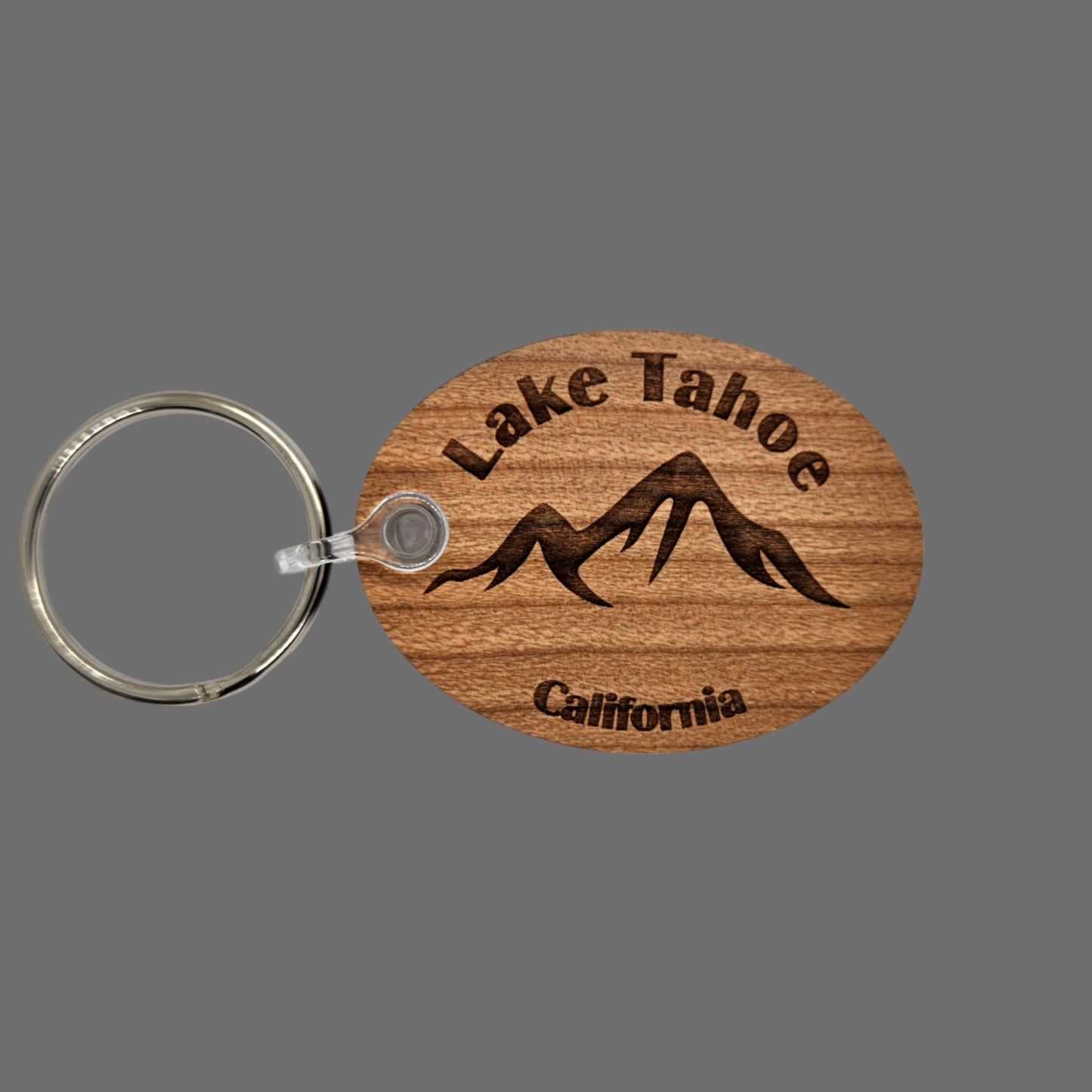Lake Tahoe CA Keychain Mountains Wood Keyring Skiing Snowboarding Sierra Nevada Mountains Souvenir Travel Key Tag Bag
