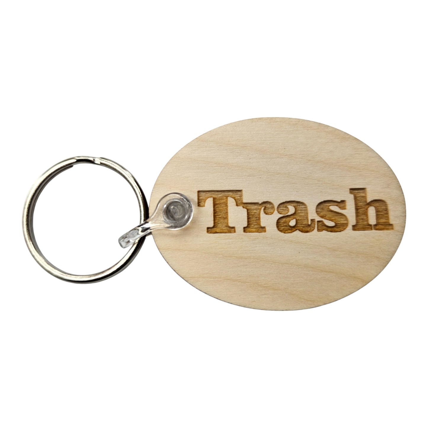 Trash Wood Keychain Key Ring Keychain Gift - Trash Text Key Marker KC8157