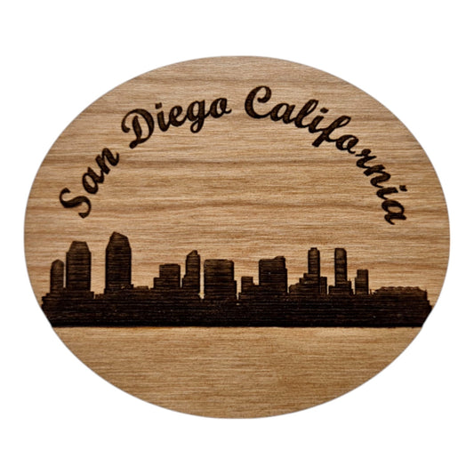 San Diego CA Skyline Wood Magnet Souvenir - M15002