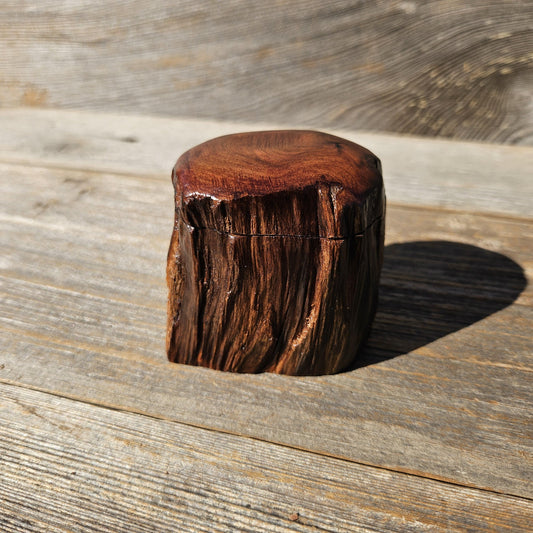 Wood Ring Box Redwood Rustic Handmade California #662 Storage Live Edge Gift