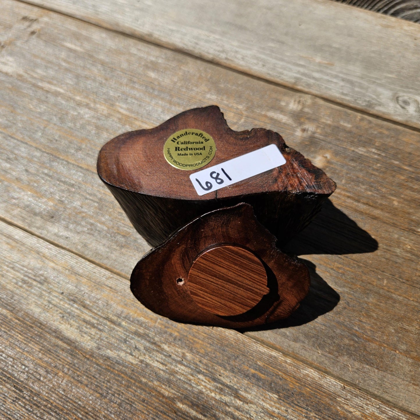 Wood Ring Box Redwood Rustic Handmade California #681 Storage Live Edge Gift