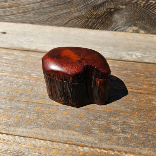 Wood Ring Box Redwood Rustic Handmade California #679 Storage Live Edge Gift