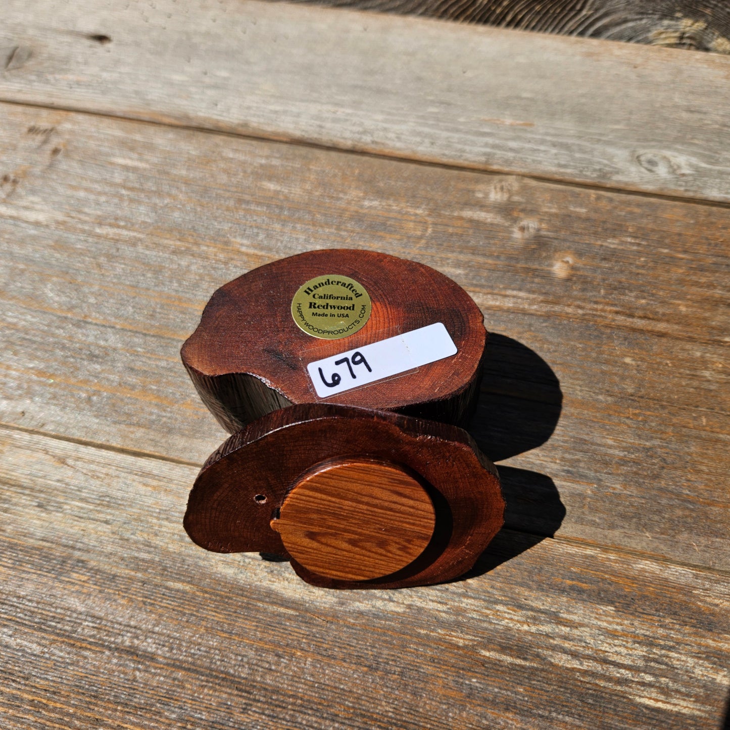 Wood Ring Box Redwood Rustic Handmade California #679 Storage Live Edge Gift