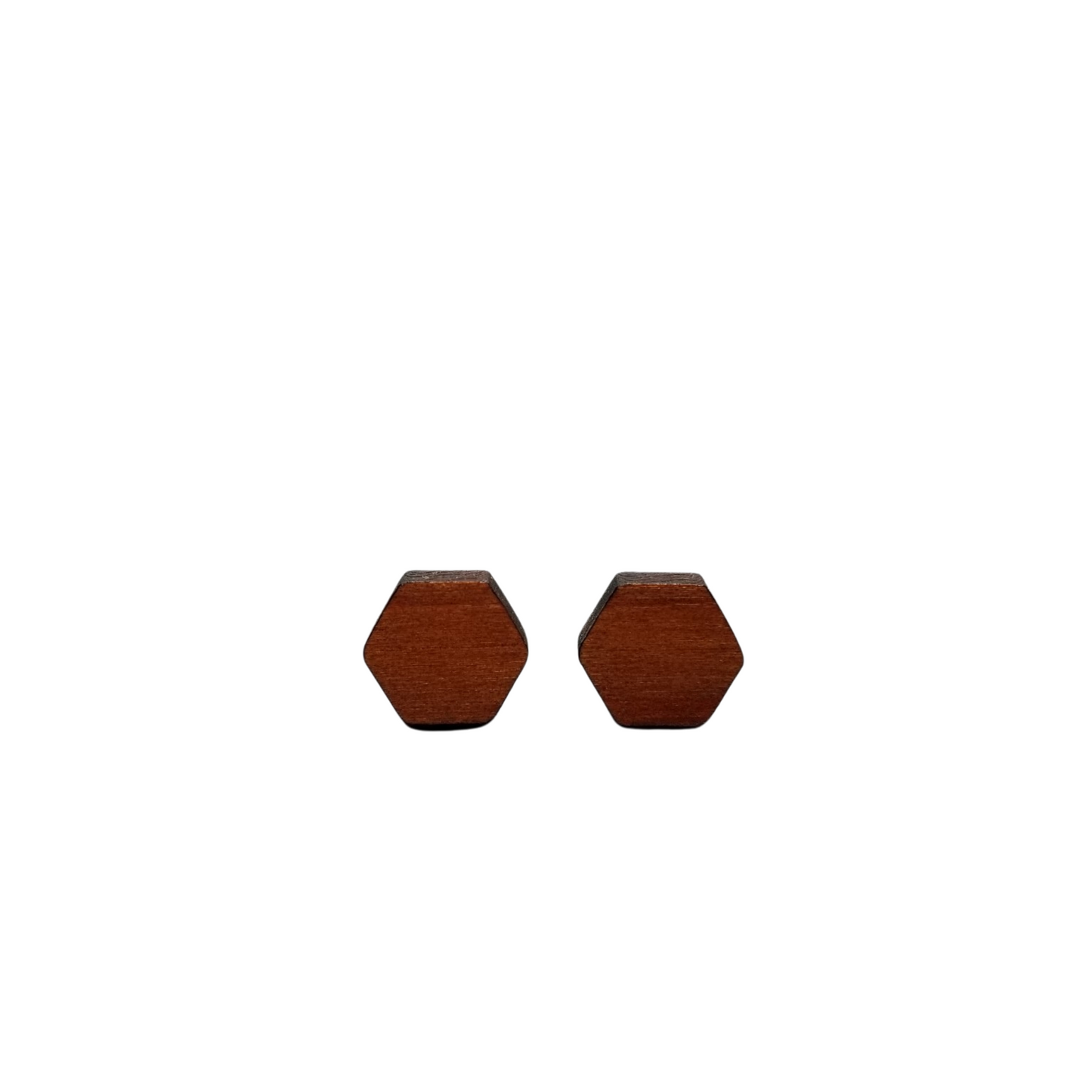 Wood Earrings - Hexagon Wood Earrings - Stud Post Earrings - P19