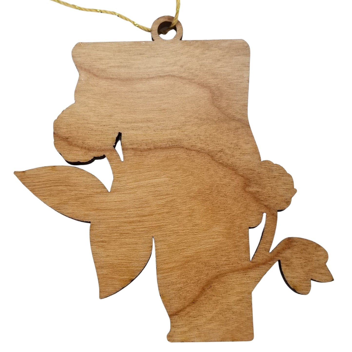 Vermont Wood Ornament - State Shape with State Flowers Red Clover VT - Handmade Wood Ornament Made in USA Christmas Decor
