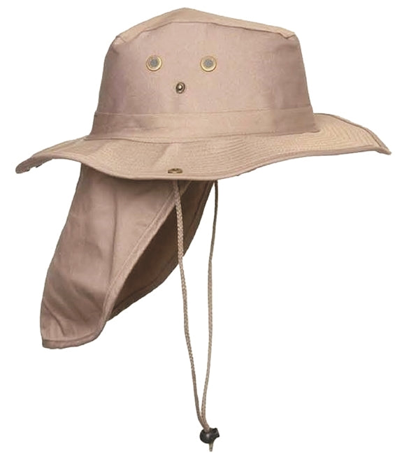Bush Hat Khaki or Tan with a back flap - hFB001-60