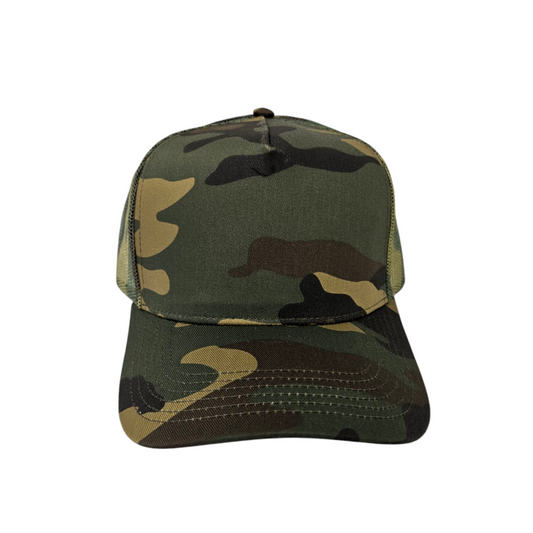 Solid Trucker Mesh Camo Cap or Hat - 0111-0129