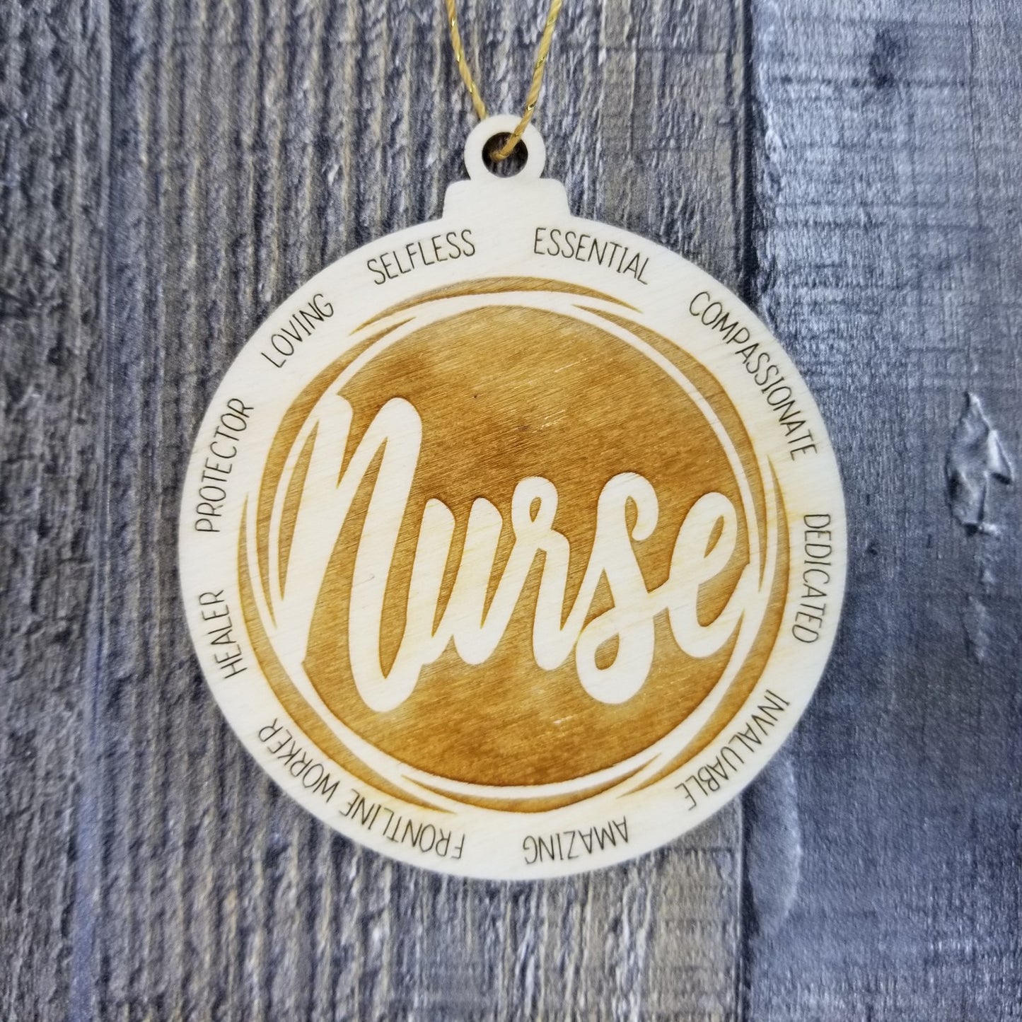 Nurse Christmas Ornament - Character Traits - Handmade Wood Ornament - Gift for Nurses - Nurse Gift - Essential Selfless Compassionate 3.5"