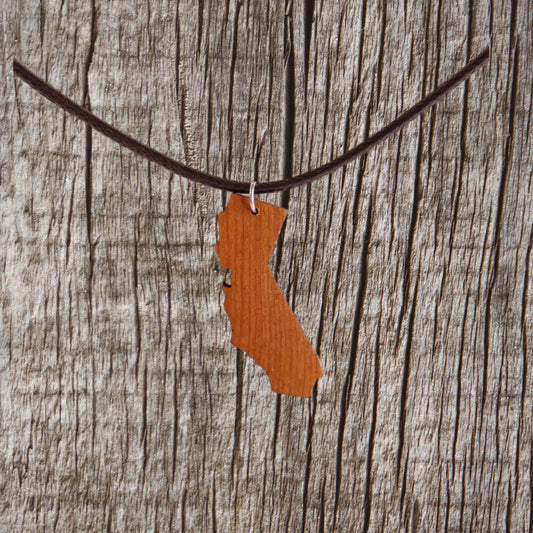 California State Necklace - Wood Handmade in USA - N-1