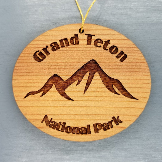 Grand Tetons Ornament Handmade Wood Ornament Grand Teton National Park Souvenir