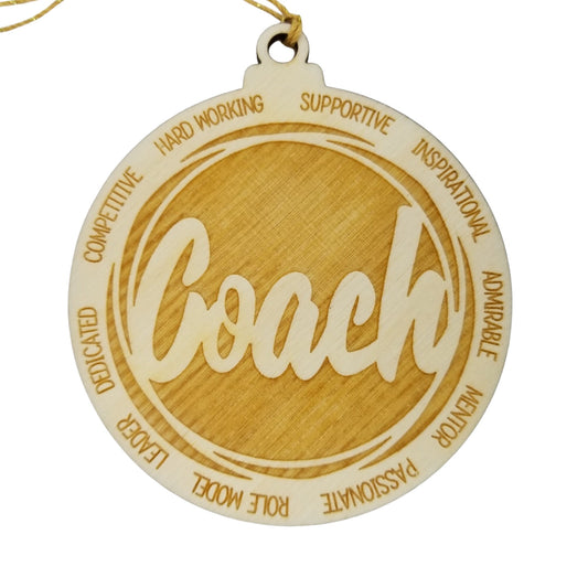 Coach Christmas Ornament - Character Traits - Handmade Wood Ornament - Gift for Coaches - Coach Gift - Football Basketball Wrestling