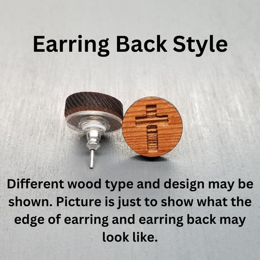 Double Diamond or Arrows Pattern Earrings - Cherry Wood Earrings - Stud Earrings - Post Earrings ENGRAVED