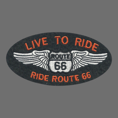 LIVE TO RIDE Route 66 Souvenir Patch Orange Text - 0066-LIVE-32