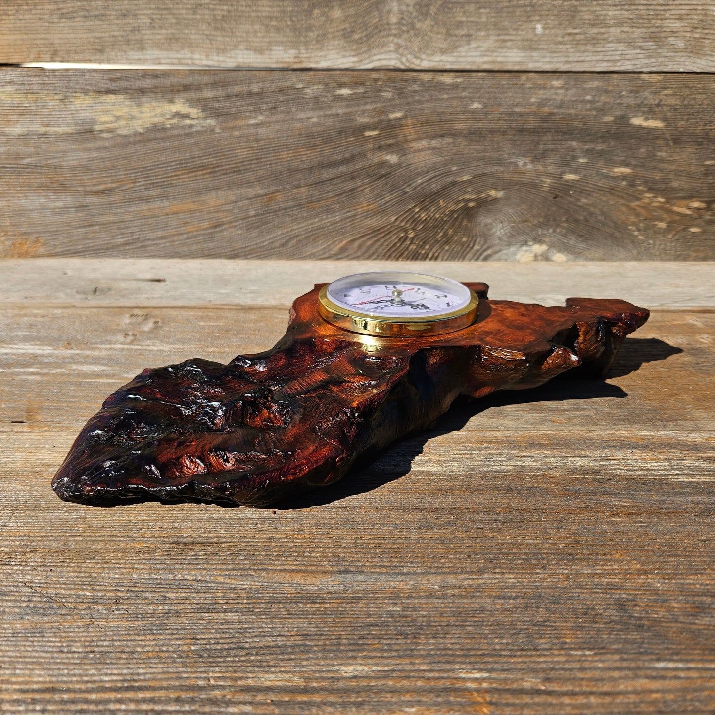 Redwood Burl Clock Table Shelf Mantle Desk Office Gifts for Men #647 Sitting Wood Christmas Gift Handmade