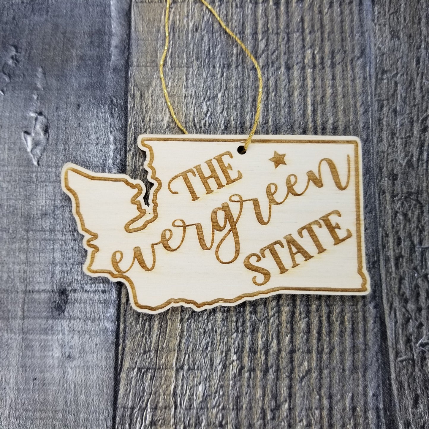 Wholesale Washington Wood Ornament -  WA State Shape with State Motto Souvenir