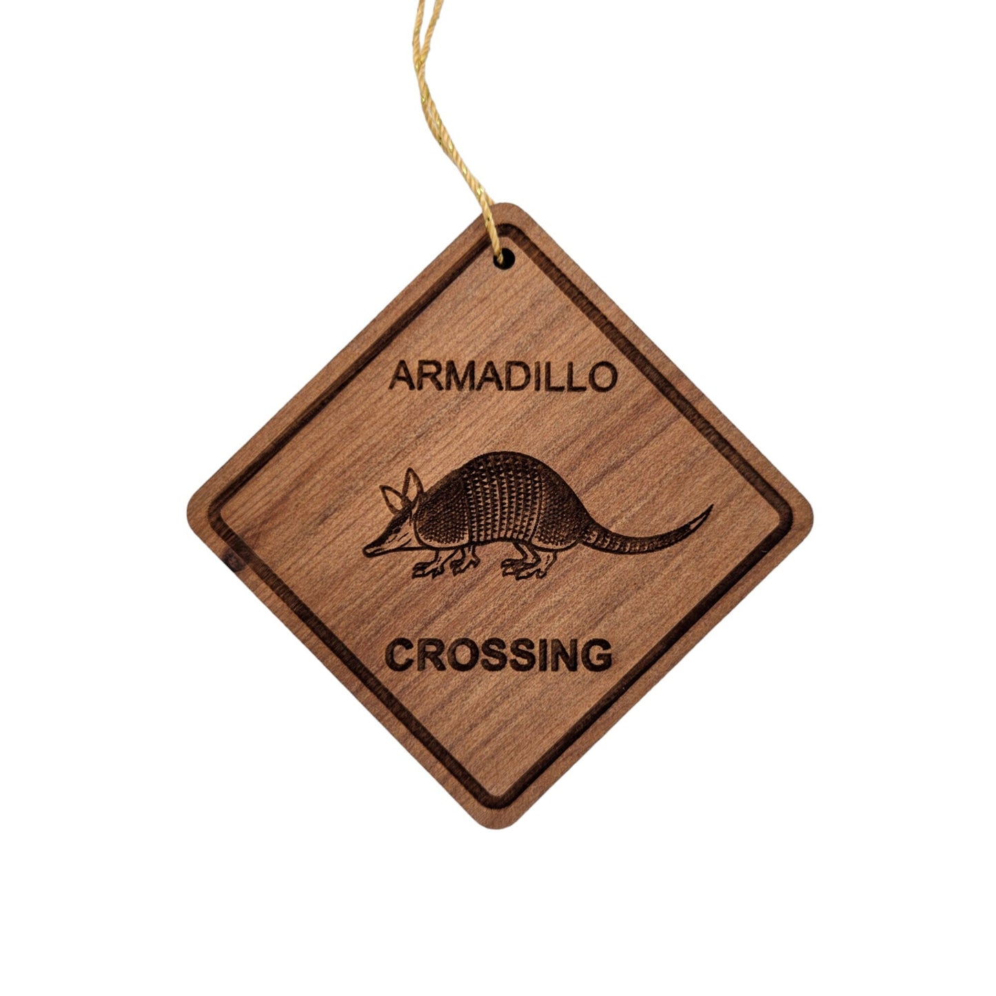 Armadillo Crossing Ornament - Armadillo Ornament - Wood Ornament Handmade in USA - Armadillo Souvenir Gift - Christmas Home Decor