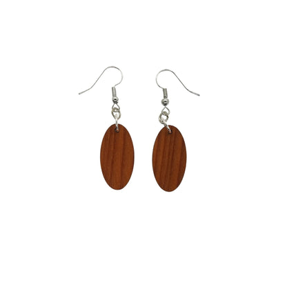 Wholesale Redwood Earrings - Oval Wood Earrings - California Redwood Dangle Earrings - CA Souvenir Keepsake