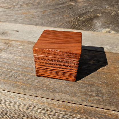 Wood Ring Box Redwood Rustic Handmade California Redwood Jewelry Box Storage Box Square 3 inch #658 Token Ashes Girls Jewelry