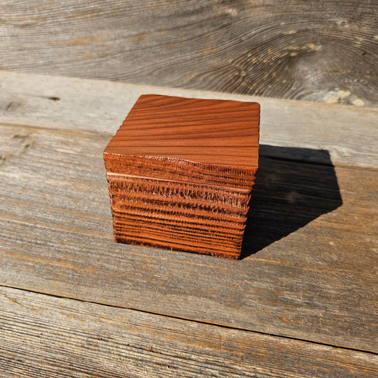 Wood Ring Box Redwood Rustic Handmade California Redwood Jewelry Box Storage Box Square 3 inch #658 Token Ashes Girls Jewelry