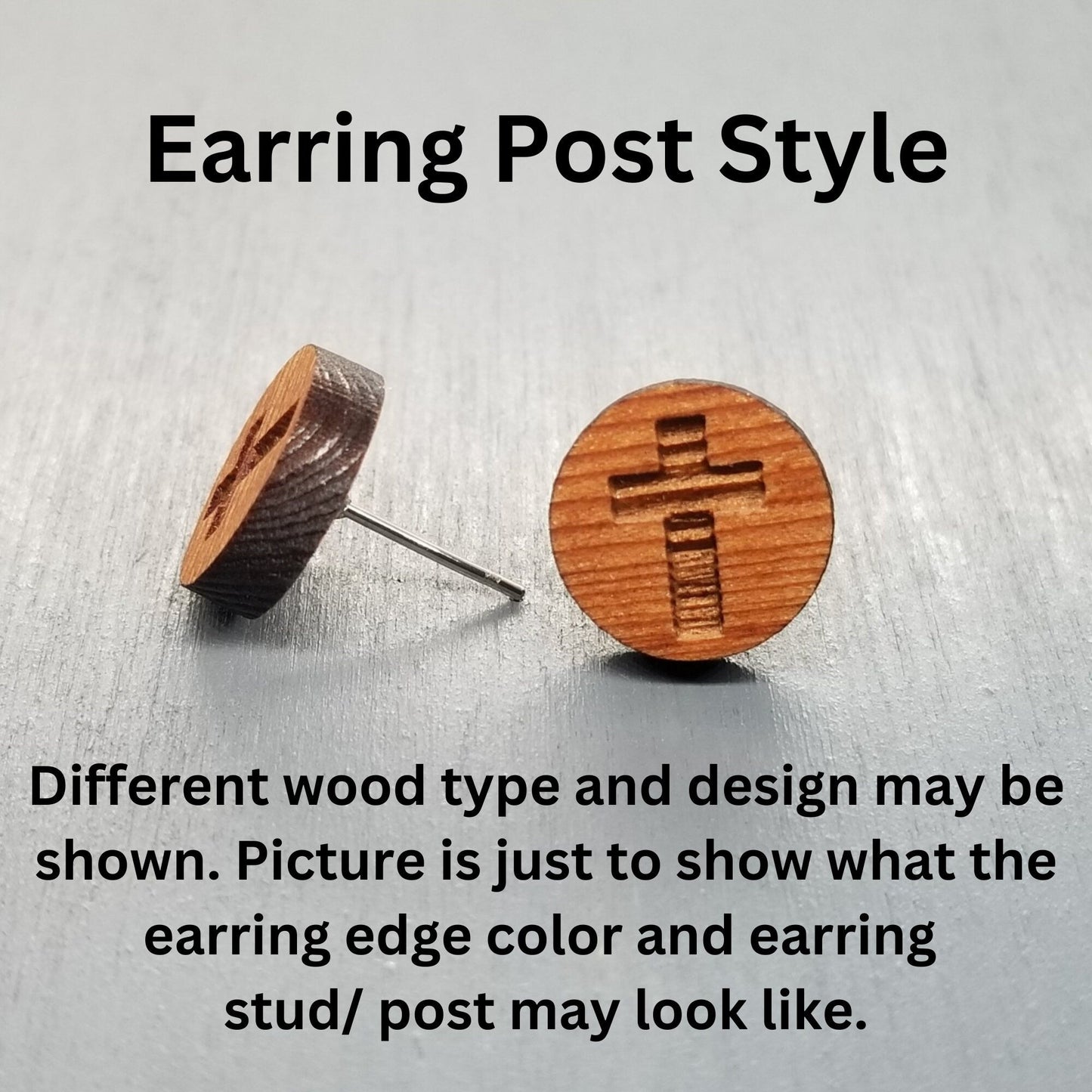 Wholesale Double Diamond or Arrows Pattern Earrings - Cherry Wood Earrings - Stud Earrings - Post Earrings ENGRAVED