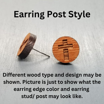 Wholesale Double Diamond or Arrows Pattern Earrings - Cherry Wood Earrings - Stud Earrings - Post Earrings ENGRAVED