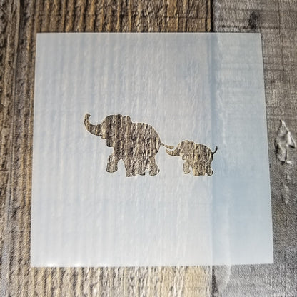 Mama and Baby Elephant Stencil Reusable Food Safe Sign Painting Decorating Cookie Stencil Baby Shower Stencil Decorations