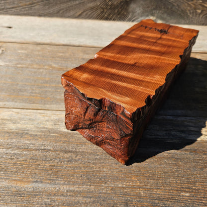 Wood Valet Box Curly Redwood Tree Engraved Rustic Handmade CA Storage #601 Handcrafted Christmas Gift Engagement Gift for Men Jewelry