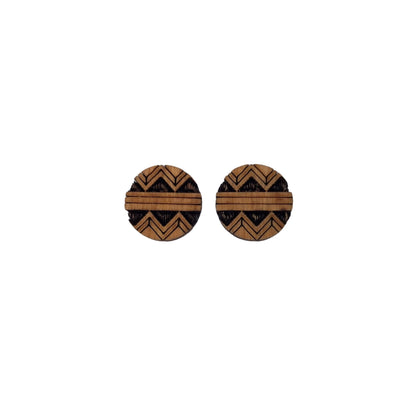 Wholesale Abstract Tribal Type Pattern Earrings - Cherry Wood Earrings - Stud Earrings - Post Earrings