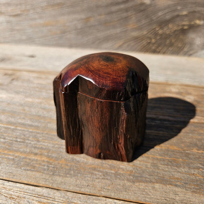 Wood Ring Box Redwood Rustic Handmade California #663 Storage Live Edge Mini Birthday Gift Christmas Gift Mother's Day Gift