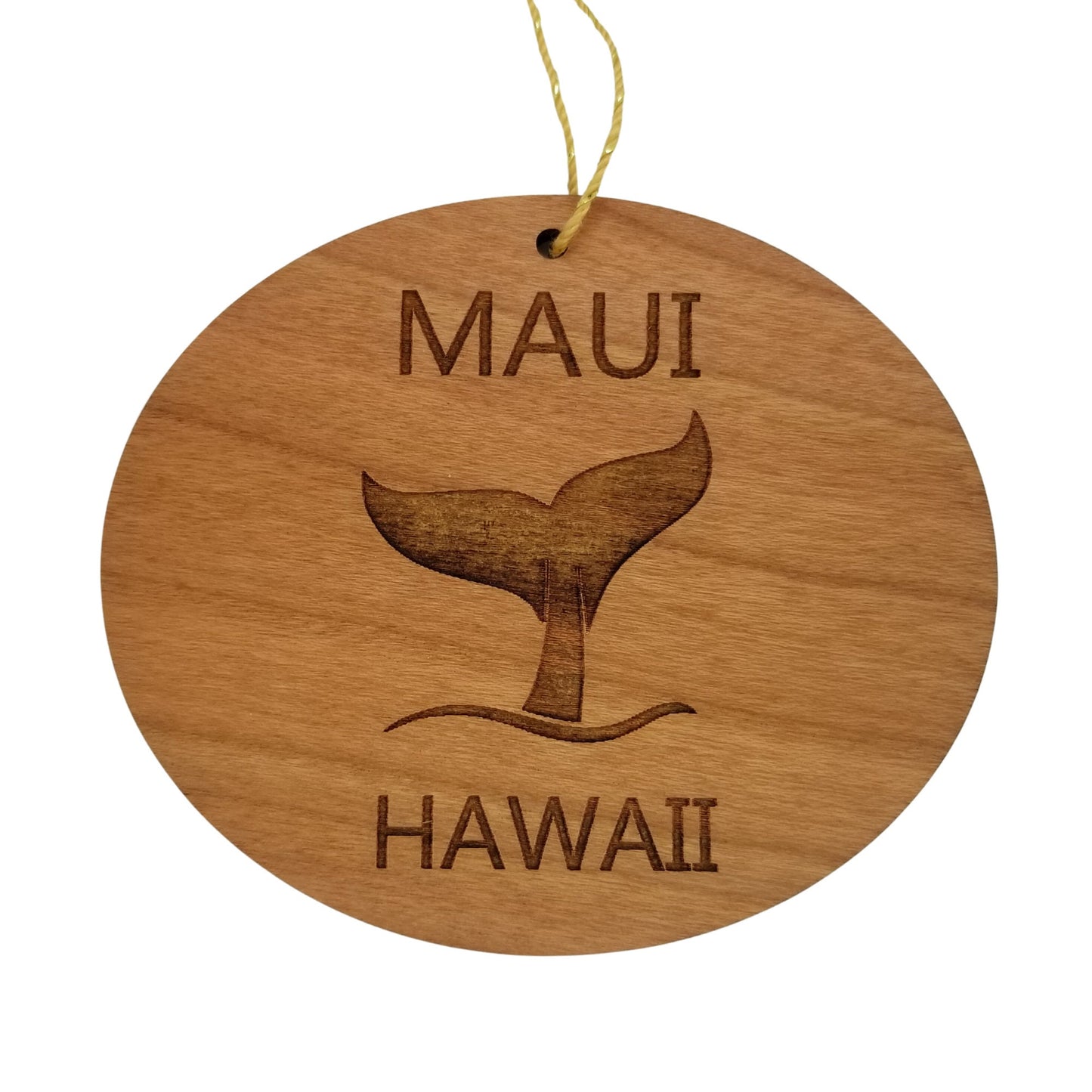 Maui Ornament - Handmade Wood Ornament - Maui HI Whale Tail Whale Watching - Christmas Ornament 3 Inch