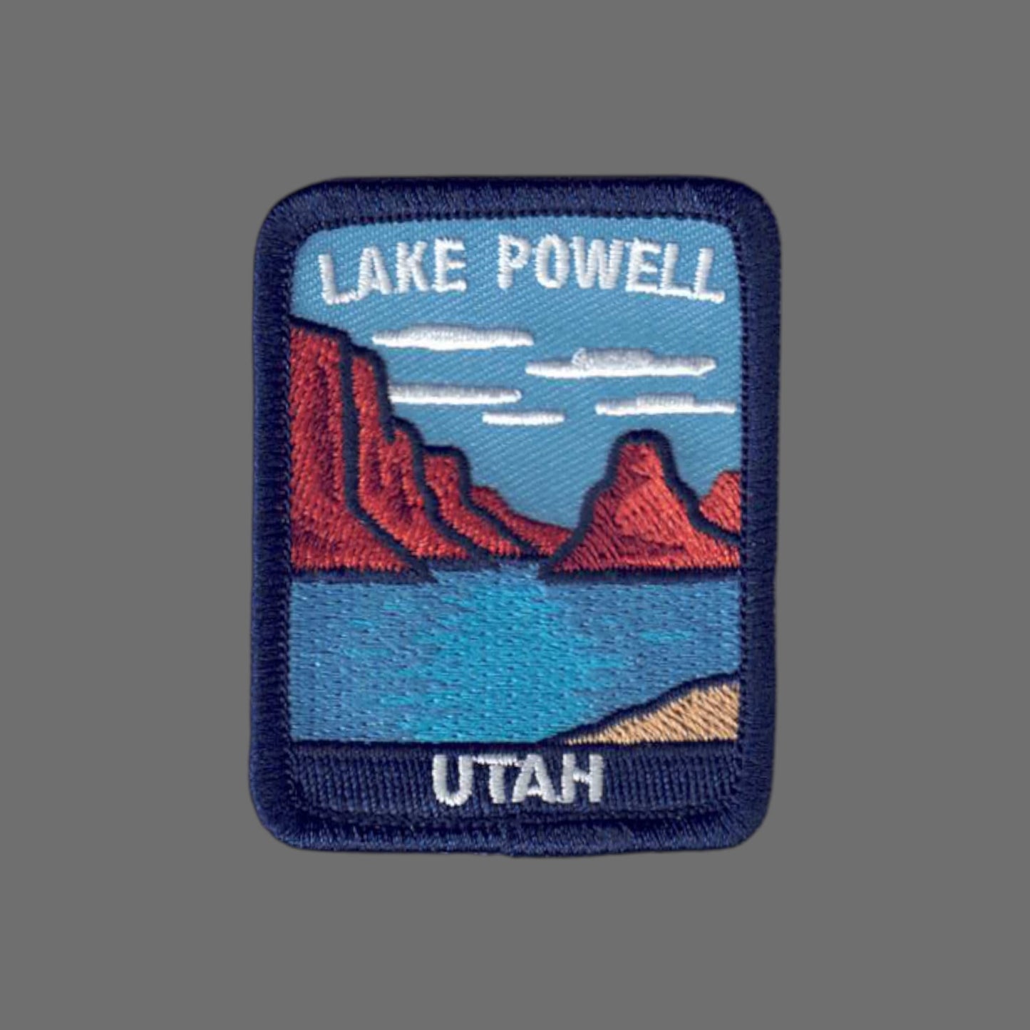 Lake Powell Utah Souvenir Embroidered Iron On Patch Dark Blue Border - 10618