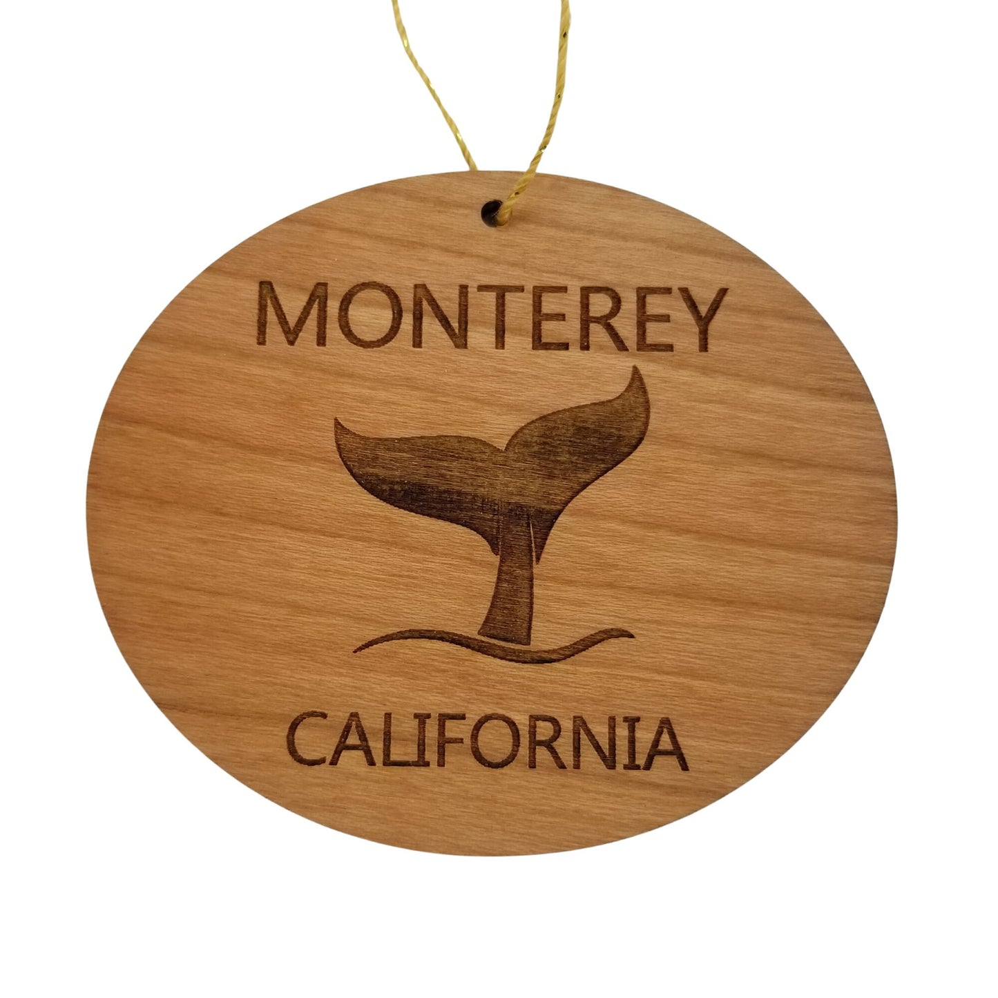 Monterey California Ornament - Handmade Wood Ornament - CA Whale Tail Whale Watching - Christmas Ornament 3 Inch