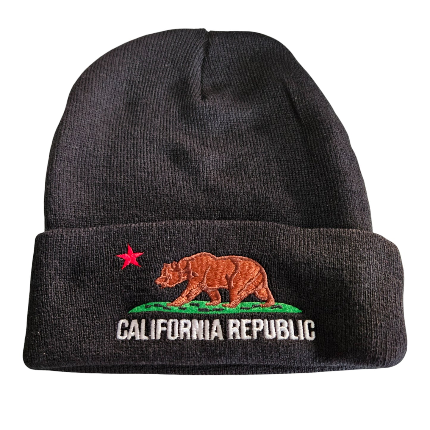 CALIFORNIA REPUBLIC flag embroidered knit beanie - 0182-1204