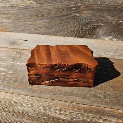 Redwood Jewelry Box Curly Wood Engraved Rustic Handmade California #660 Memento Box Dad Gift Trinkets Memories Stash Mens Valet