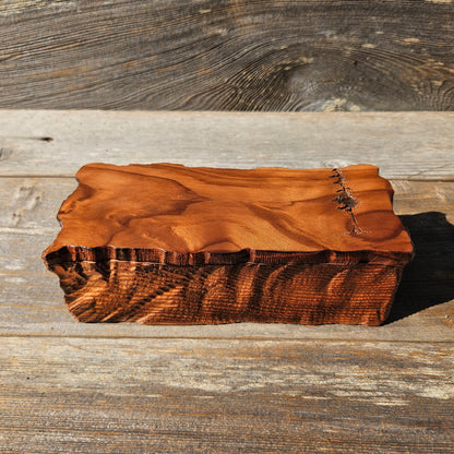 Handmade Wood Box with Redwood Tree Engraved Rustic Handmade #593 California Redwood Jewelry Box Storage Box