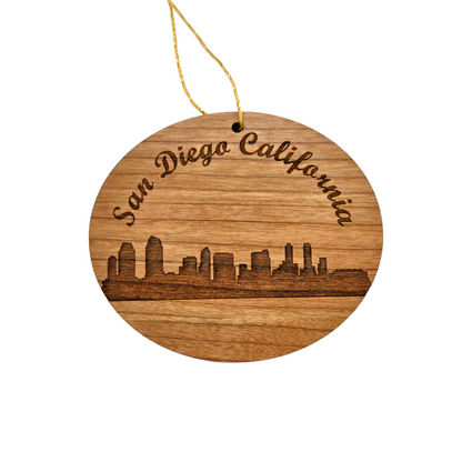 San Diego California Skyline Christmas Ornament California Laser Cut Handmade Wood Ornament Made in USA