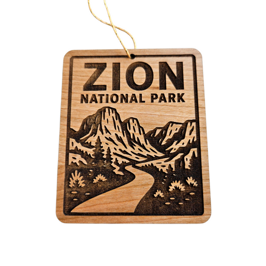 Zion National Park Ornament Handmade Wood Souvenir Utah Rectangle - 15795