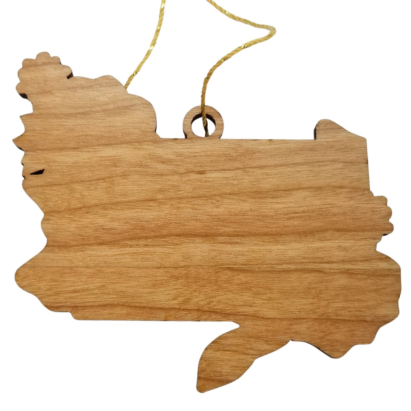 Wholesale Pennsylvania Wood Ornament -  State Shape with State Flowers Mountain Laurels PA - Handmade Wood Souvenir