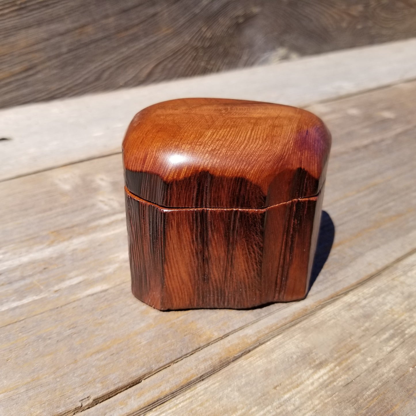 Wood Ring Box Redwood Rustic Handmade California Storage Live Edge Mini #627 Birthday Gift Christmas Gift Mother's Day Gift