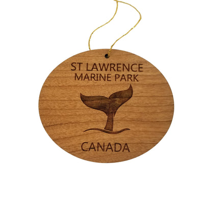 St Lawrence Marine Park Canada Ornament - Handmade Wood Ornament - Whale Tail Whale Watching - Christmas Ornament 3 Inch