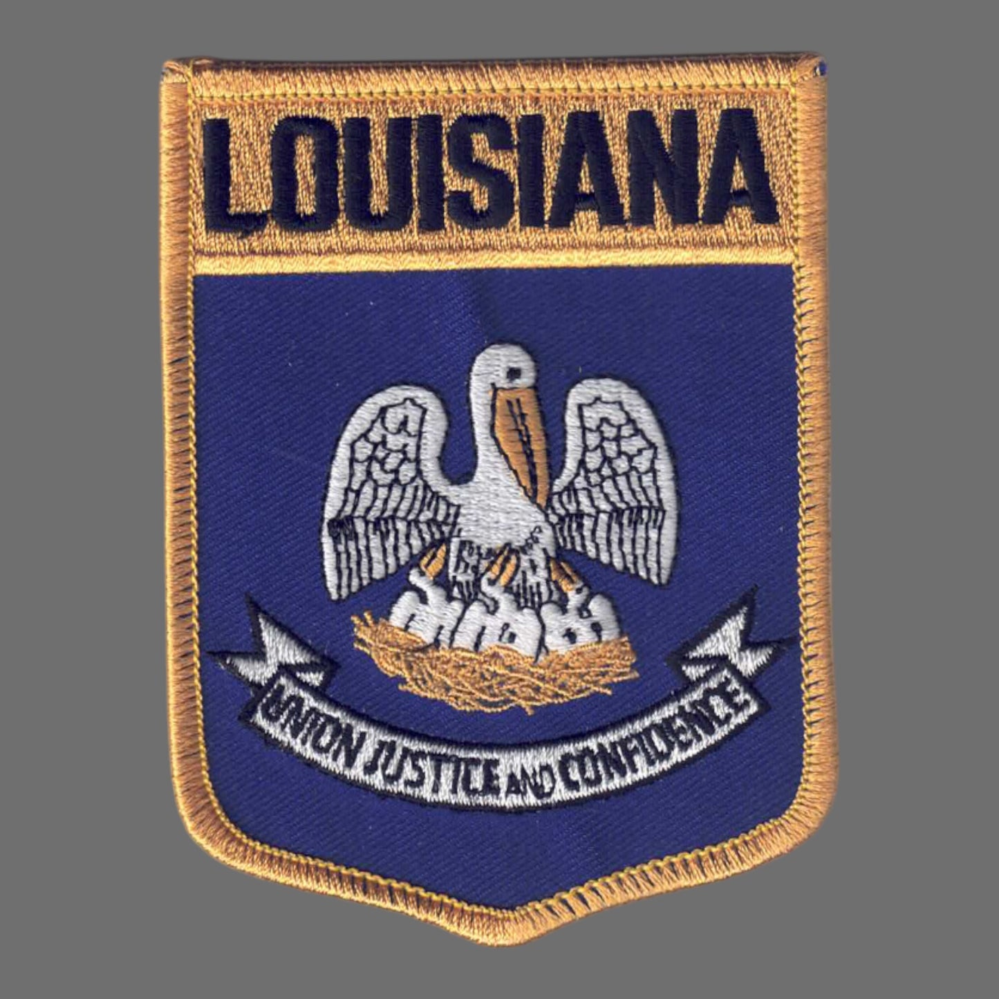 LOUISIANA Lg Flag Shield Souvenir Patch - 1902